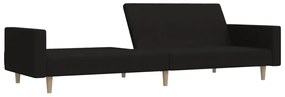 Sofá-cama de 2 lugares tecido preto