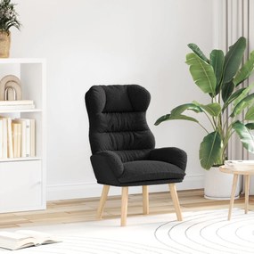 Cadeira Relaxante vidaXL Preta em Tecido Tipo Lã Cacheada
