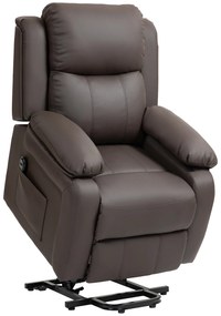 Poltrona Relax Levanta Pessoas com Controle Remoto Reclinação Elétrica de 160° Apoio para os Pés 76x90x105 cm Castanho Escuro
