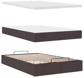 Cama otomana com colchão 120x200 cm tecido castanho escuro