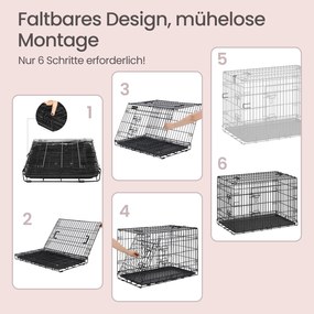 Gaiola dobrável para cães com 2 portas 92,5 x 57,5 x 64 cm preto