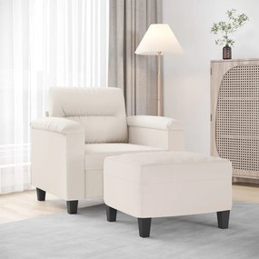 vidaXL Poltrona com apoio de pés 60 cm tecido de microfibra bege
