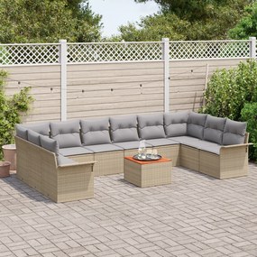 Conjunto de Sofá para Jardim vidaXL de 11 Peças com Almofadas Bege Rat