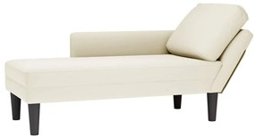 vidaXL Chaise lounge c/ almofada/apoio de braços direito veludo creme