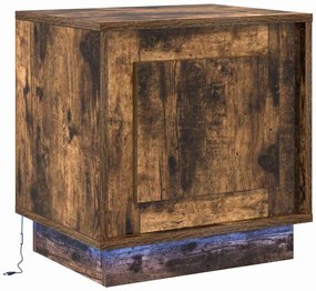 Criado-mudo com Luzes LED Carvalho Fumê 44x34,5x45 cm