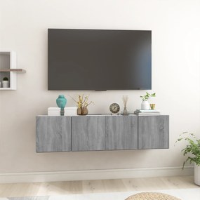 vidaXL Móvel TV suspenso 2pcs 60x30x30cm derivado madeira cinza sonoma