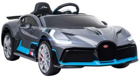 HOMCOM Carro Elétrico Infantil Bugatti Divo 12V com 2 Motores Faróis LED Buzina Música USB MP3 128x72x47cm Cinza