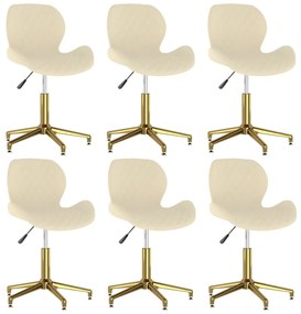 vidaXL Cadeiras de jantar giratórias 6 pcs veludo cor creme