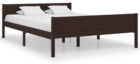 vidaXL Estrutura de cama 140x200 cm pinho maciço castanho-escuro