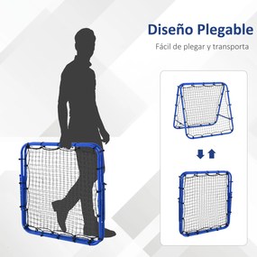 HOMCOM Rede de rebote dobravél Ângulo ajustável de 5 níveis com tubo de aço para Futebol Tênis Baseball 100x95x90 cm Azul
