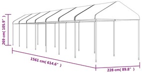 Gazebo com telhado 15,61x2,28x2,69 m polietileno branco