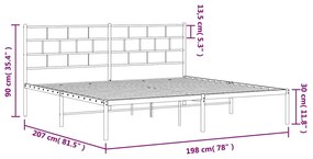 Estrutura de cama com cabeceira 193x203 cm metal preto