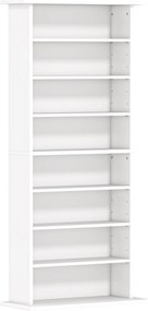 HOMCOM Estante Estreita para CDs e DVDs com 8 Compartimentos Prateleiras Ajustáveis 58x24x126,3 cm Branco | Aosom Portugal