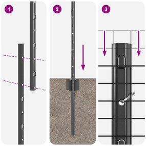 Conjunto de Cerca de Jardim Conjunto de 2 Cinza Metal 10 x 1 m