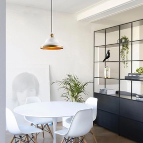 Candeeiro Chandelier Dodo – Branco e Dourado – 30 x 30 cm