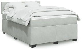 vidaXL Cama com molas/colchão 140x190 cm veludo cinzento-claro