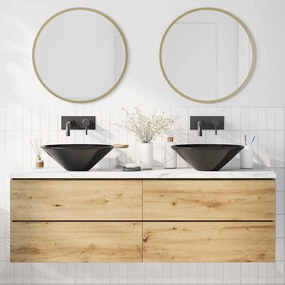 Lavatórios 2 pcs Ø42x14 cm cerâmica Preto Brilhante