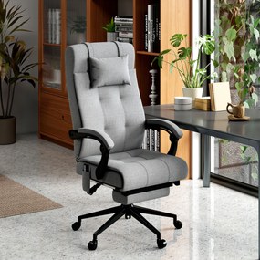 Cadeira de Escritório com 6 Pontos de Massagem 5 Modos Reclinável 155° com Função de Aquecimento 66x76x112-120 cm Cinza