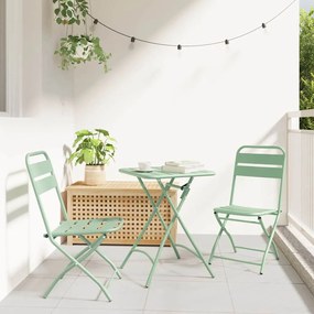 Conjunto de Bistrô Dobrável de 3 Peças Light Mint em Aço