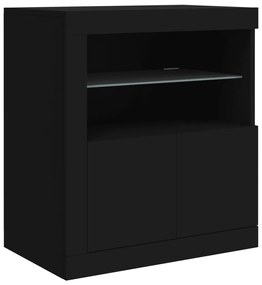 Aparador com luzes LED 162x37x67 cm preto