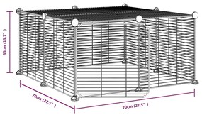 Gaiola p/ animais de 12 painéis c/porta 35x35 cm aço preto