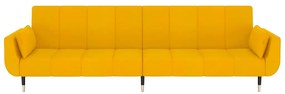 Sofá-cama 2 lugares com duas almofadas veludo amarelo