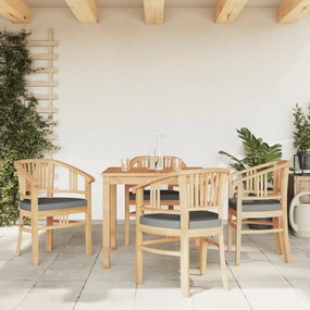 vidaXL 5 pcs conjunto de jantar p/ jardim madeira de teca maciça