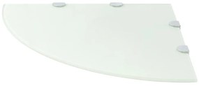 Prateleiras canto 2 pcs suportes cromados 45x45cm vidro branco