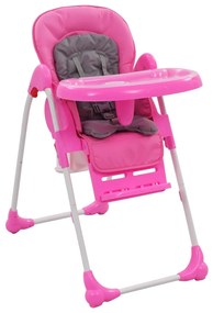 10186 vidaXL Cadeira de refeição para bebé rosa e cinzento
