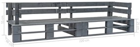 Sofá de paletes para jardim com 2 lugares madeira cinzento