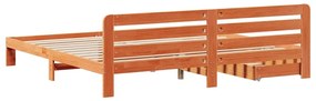 Cama sem colchão 200x200 cm pinho maciço castanho-mel