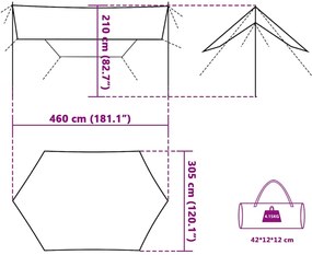 Lona de campismo 460x305x210 cm impermeável laranja