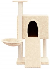 Árvore para gatos c/ postes arranhadores sisal 96 cm cor creme
