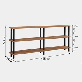 Estante Zen – Preto e Pinho Atlântico – 180x74,9x35 cm