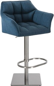 Banco de bar Damaso em tecido e com estrutura prateada 64 x 88-113 x 45 cm Azul
