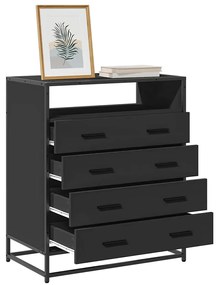 Cómoda com 4 Gavetas 70x41x83,5 cm deriv. madeira preto