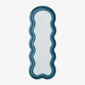 Espelho De Parede 60x160 Cm Estofado Evelyn Velluto Azul Turquesado Intenso - Sklum