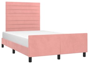 Estrutura de cama com colchão 120x190 cm veludo rosa