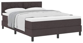 Cama Box Spring com Colchão Castanho Escuro 140x200 cm Tecido