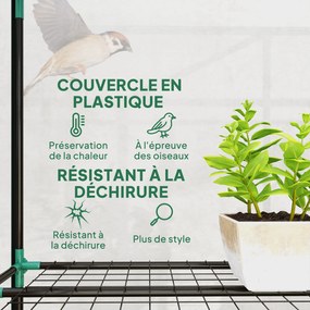 Estufa de jardim com prateleiras de 3 níveis, estufa de varanda com 3 portas enroláveis com fecho de correr, 215 x 46 x 151 cm, transparente