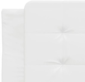 Estrutura de cama c/ cabeceira couro artificial 90x190cm branco