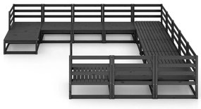 12 pcs conjunto lounge de jardim pinho maciço