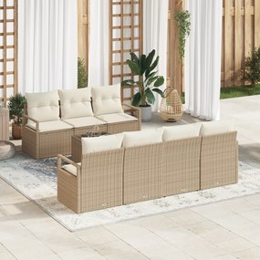 Conjunto de Sofá de Jardim vidaXL de 8 peças com Almofadas Bege Rattan