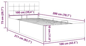 Cama Hidráulica Karen com Arrumação - 100x200cm - Em Tecido Cinza-Escu