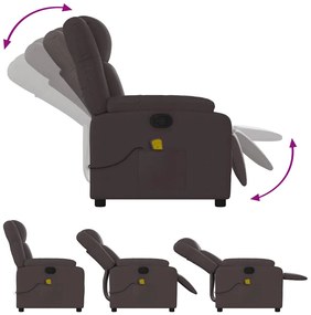 Poltrona de massagens reclinável tecido castanho-escuro