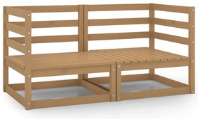 Sofás de canto jardim 2 pcs madeira pinho maciço castanho mel