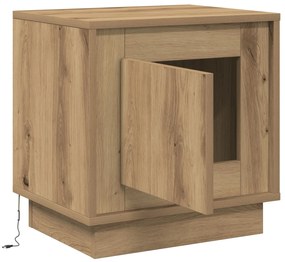 Criado-mudo com Luzes de LED Carvalho Artesanal 44x34,5x45 cm