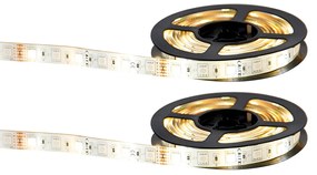 Conjunto de 2 tiras de LED inteligentes RGBW e reguláveis em Kelvin 2 m incl. driver