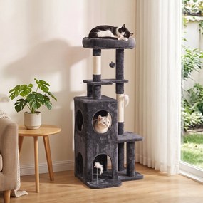 Árvore para Gatos, 59 x 55 x 132 cm, Estrutura de 4 Níveis, Cinzento-Escuro