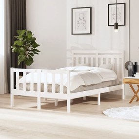 3100690 vidaXL Estrutura de cama dupla pequena 120x190cm madeira maciça branco